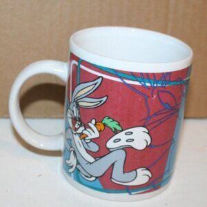 Bugs Bunny Poses Warner Bros. White/Blue/Red Ceramic Coffee Mug 12 oz